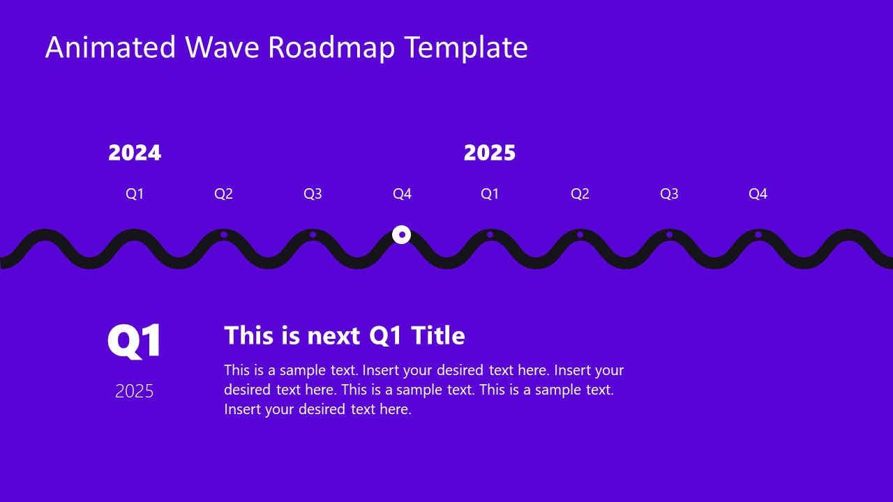 PPT Wave Timeline Design with Placeholder Text