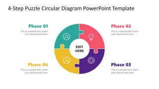 Template Slide with 4-Step Puzzle Circular Diagram