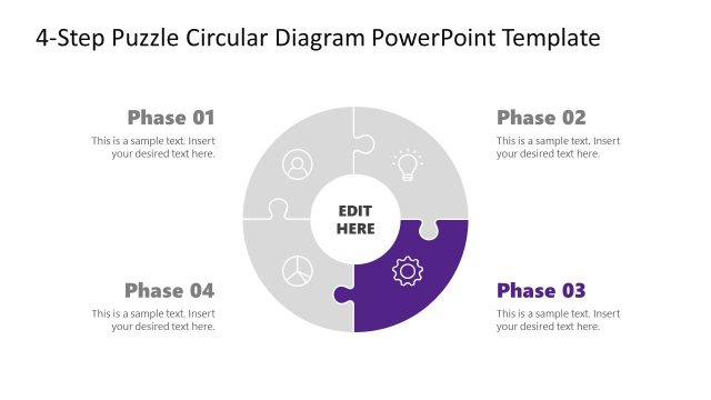 Template Slide for 4-Step Puzzle Circular Infographic Diagram