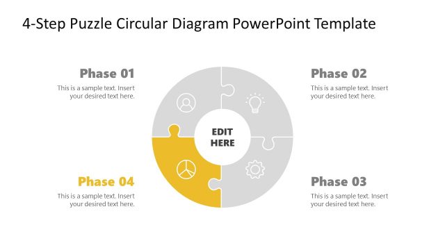 4-Step Puzzle Circular Diagram PPT Template