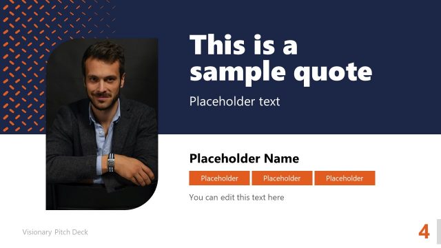 PPT Quotation Slide Template of Visionary Pitch Deck