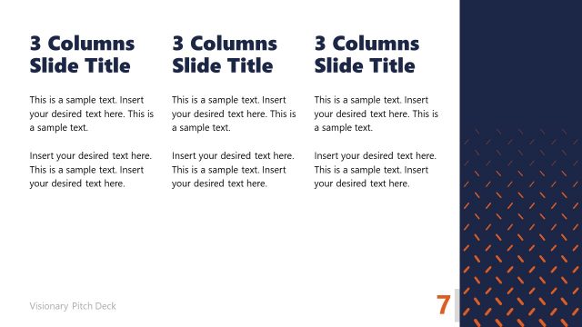 Three Column Slide with Placeholder Text