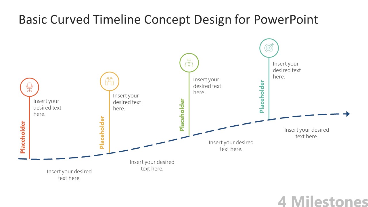 4 Milestone Simple Timeline Diagram Slidemodel 1050