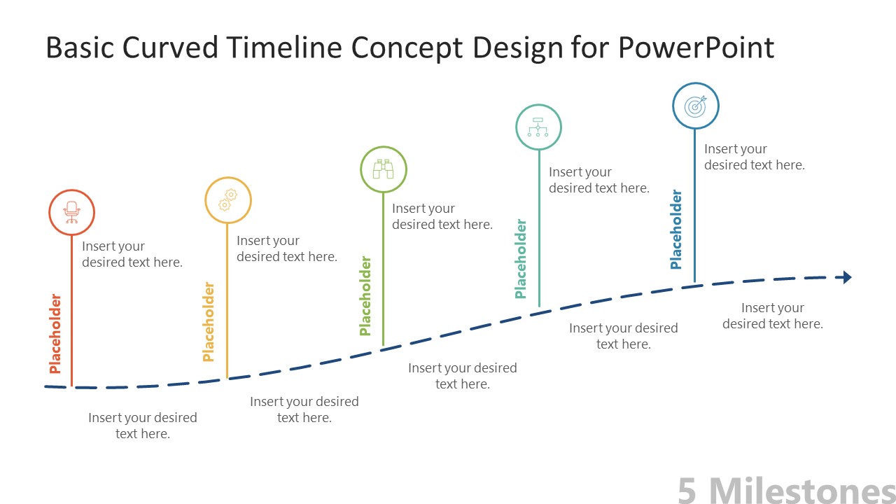 PPT Template Roadmap Slide with 5 Milestones