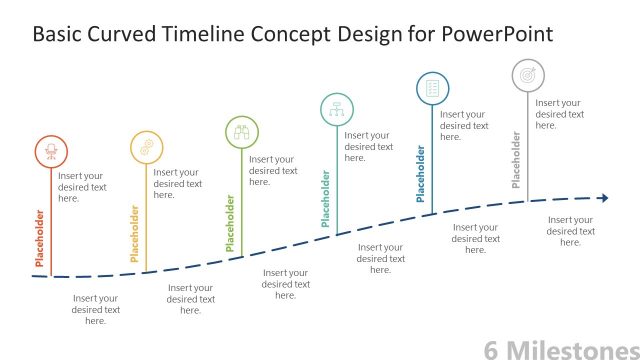 Basic Timeline Diagram with Icons – 6 Milestones Slide