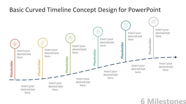 Basic Timeline Diagram with Icons - 6 Milestones Slide - SlideModel