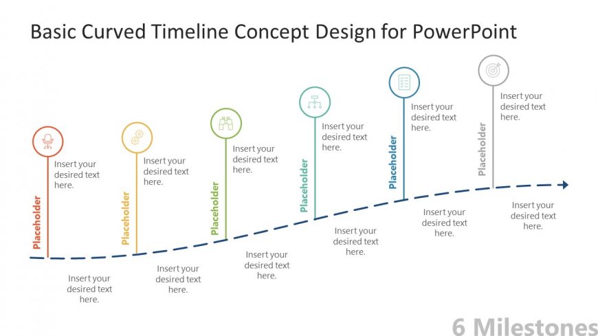 PowerPoint Template Slide with 6 Milestones