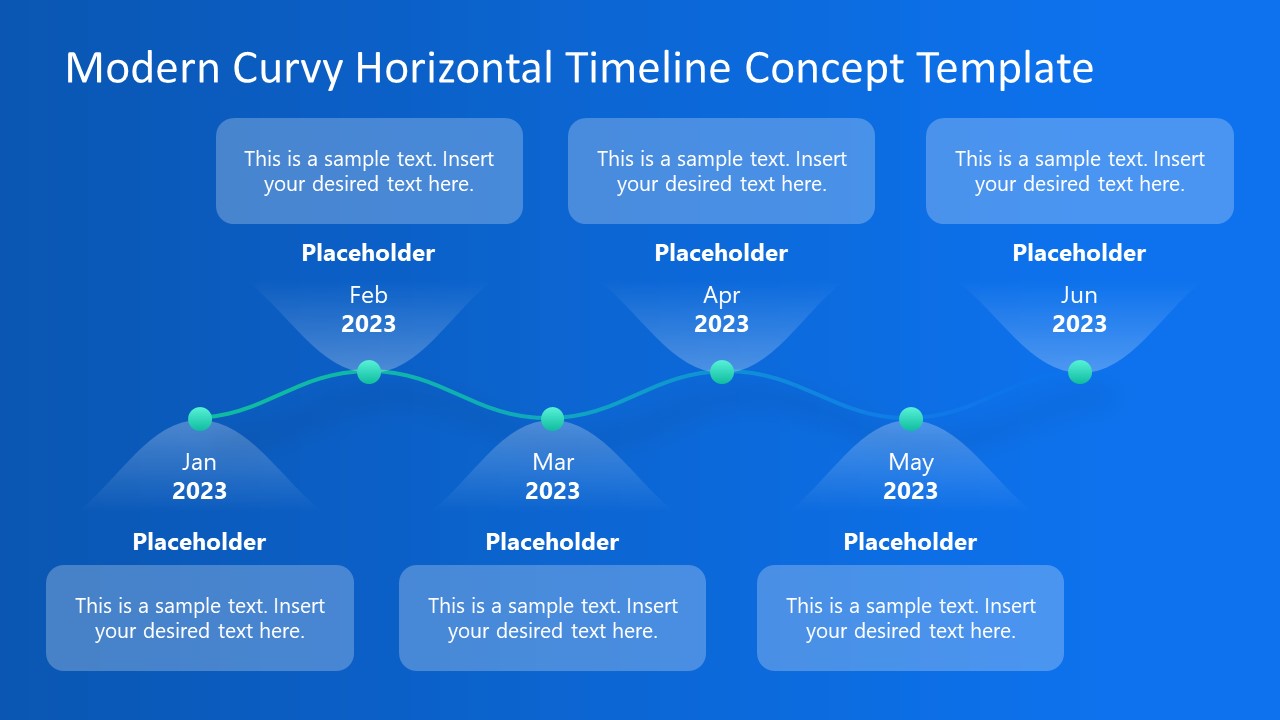 PowerPoint Modern Curvy Horizontal Timeline Design for Presentation