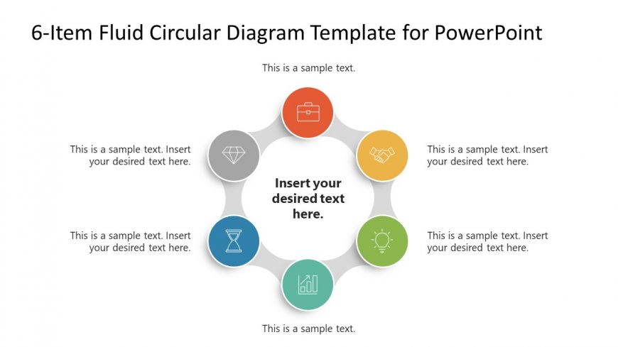 Editable 6-Item Fluid Circular PowerPoint Diagram