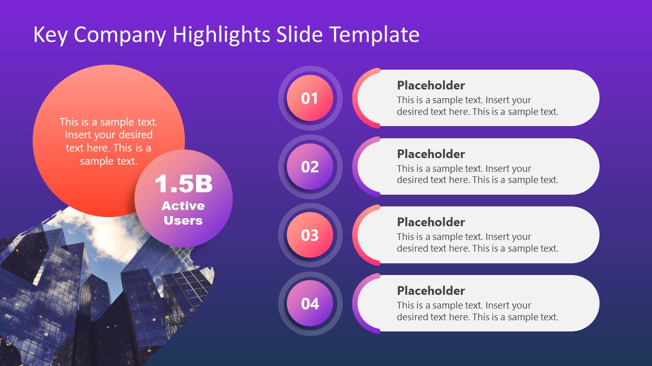 Bright Background Company Highlights PPT Slide with Placeholder Text