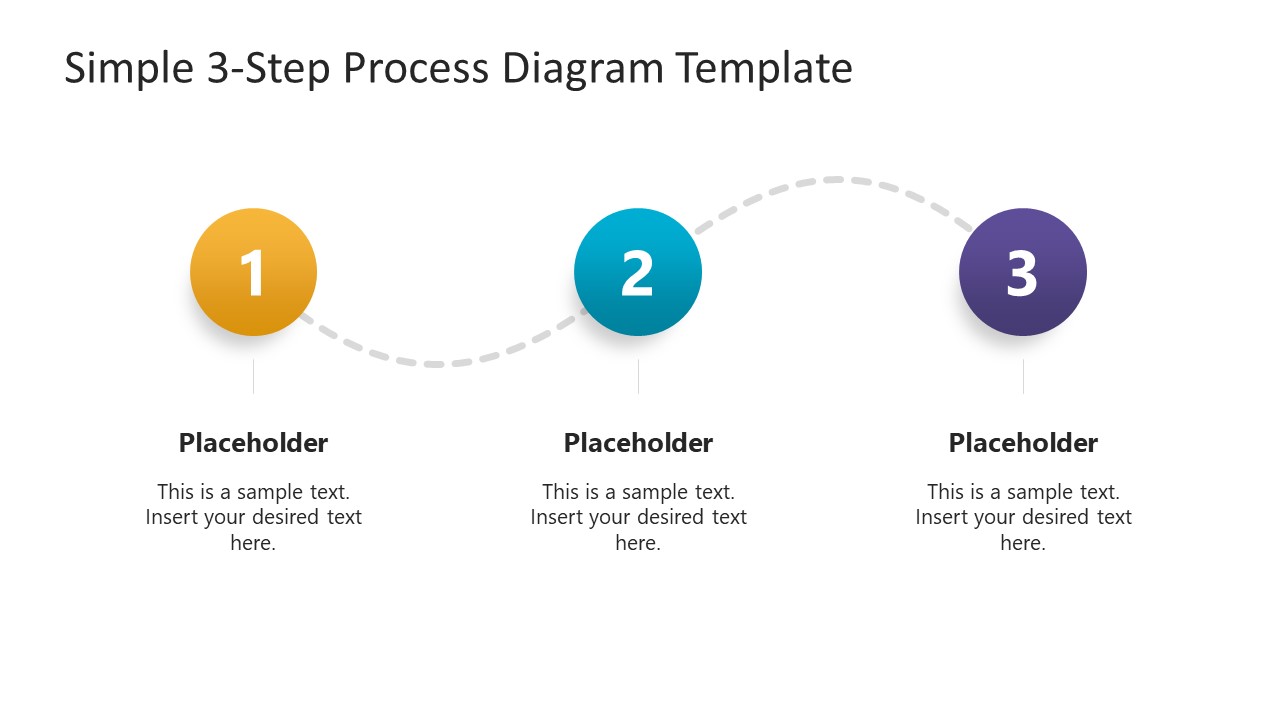Presentation Slide Design with 3-Step Process Diagram