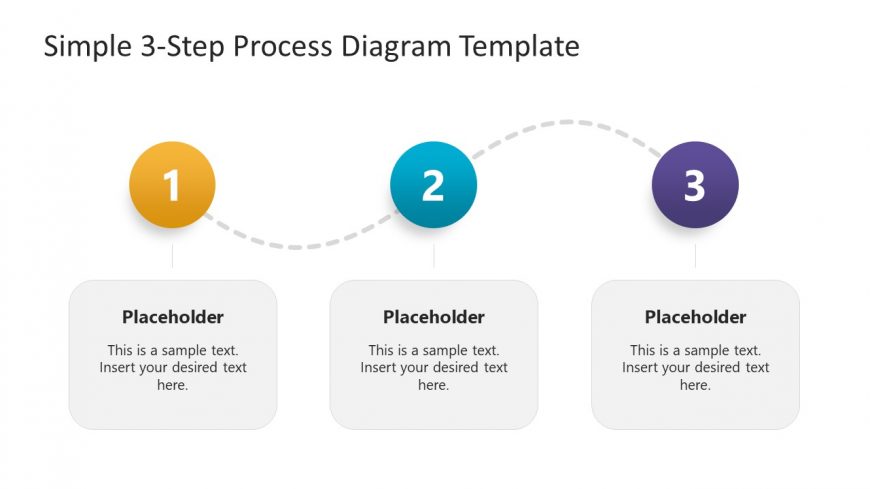 Editable 3-Step Process Template Diagram Slide