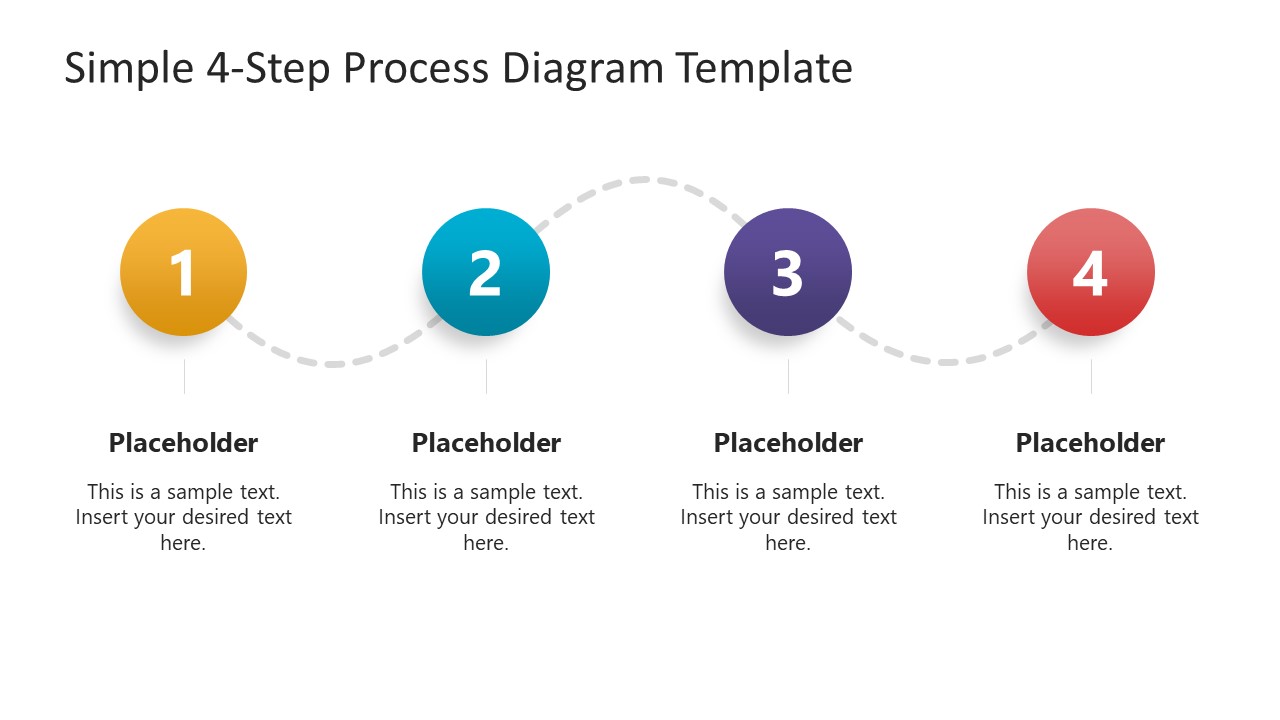 Simple 4 Step Process Diagram Template For PowerPoint