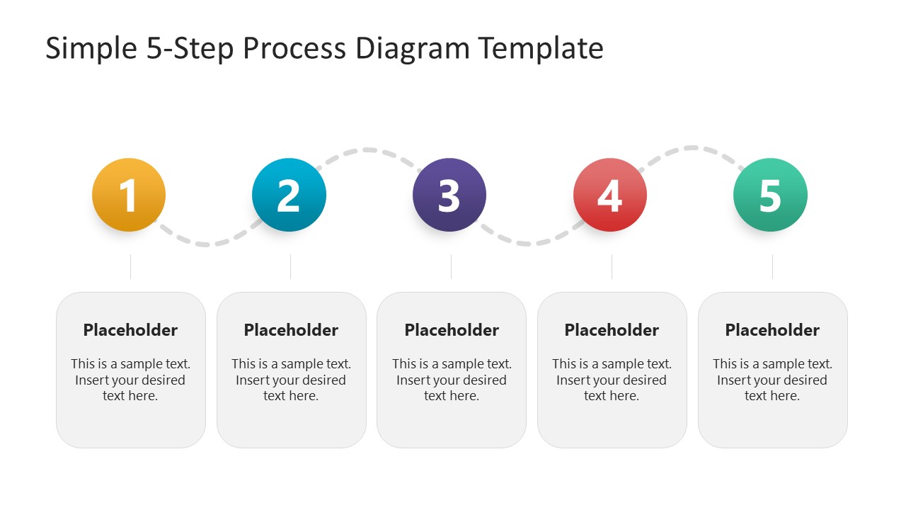 Simple 5 Step Process Diagram Template For Powerpoint 8644