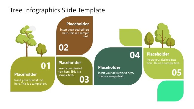 5 Step Infographic Diagram with Tree Illustrations - SlideModel