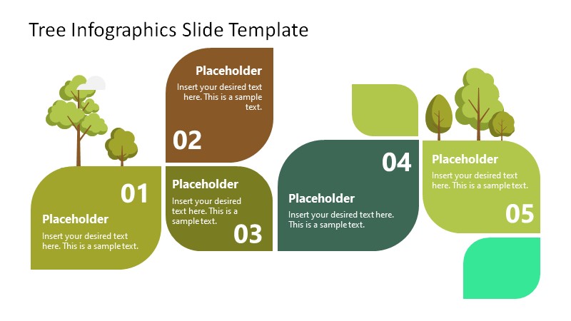 PPT Infographic 5-Step Leaf Design Diagram