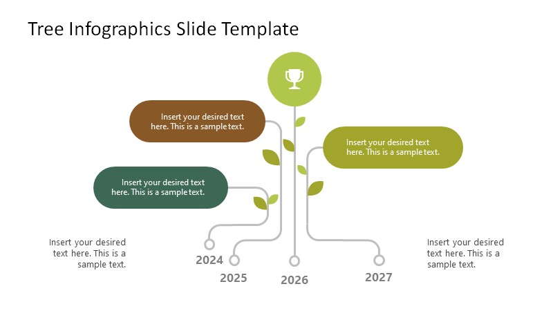 Tree Infographics PowerPoint Template - Vertical Timeline Layout