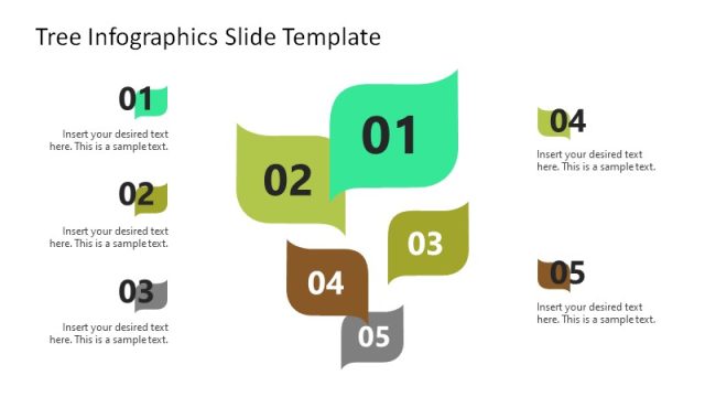 5-Step Vertical Timeline Diagram – Leaf Shapes