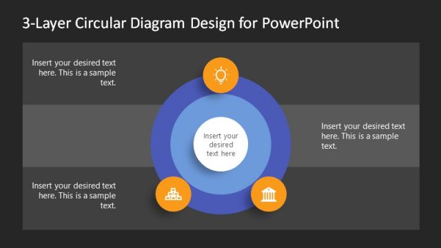 Editable Multi-Color 3 Layer Circular Diagram for PPT