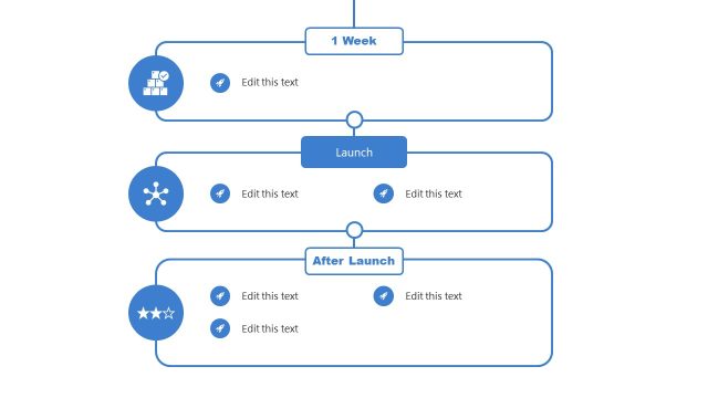 Slide with Blue Lines – Product Launch Timeline Diagram