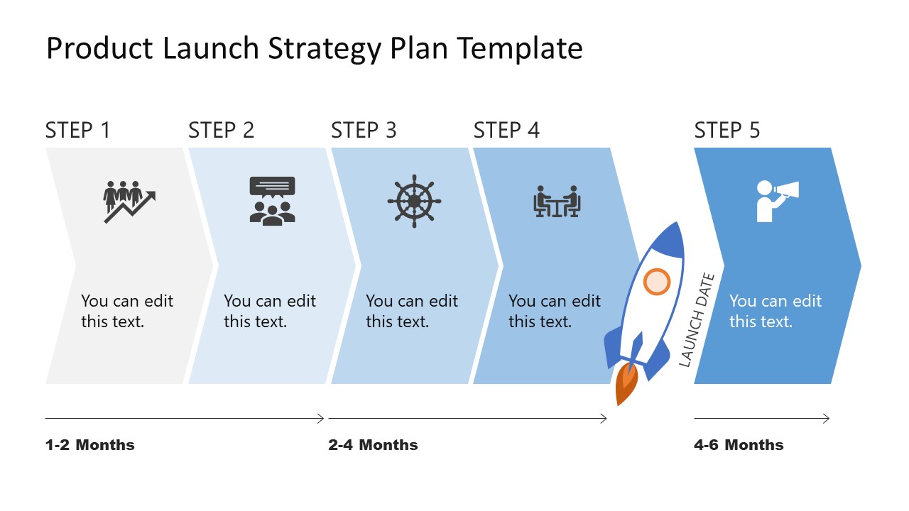 5 Step Product Launch Strategy Plan PowerPoint Template