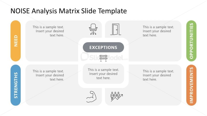 Editable Quadrants Slide Design for NOISE Analysis Presentation