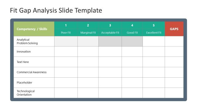 Fit Gap Analysis Slide with Fillable Cells