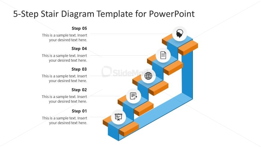 5 Step Stair Process Diagram For Powerpoint Slidemodel 1755