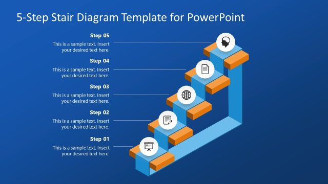 PPT 5 Step Stair Diagram – Editable Presentation Template