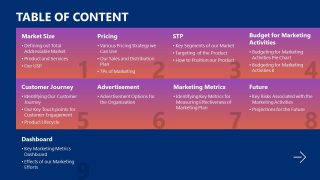 Table of Content Slide for Annual Marketing Plan PowerPoint Template