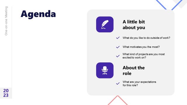 Agenda Discussion Slide – One-on-one Meeting Template