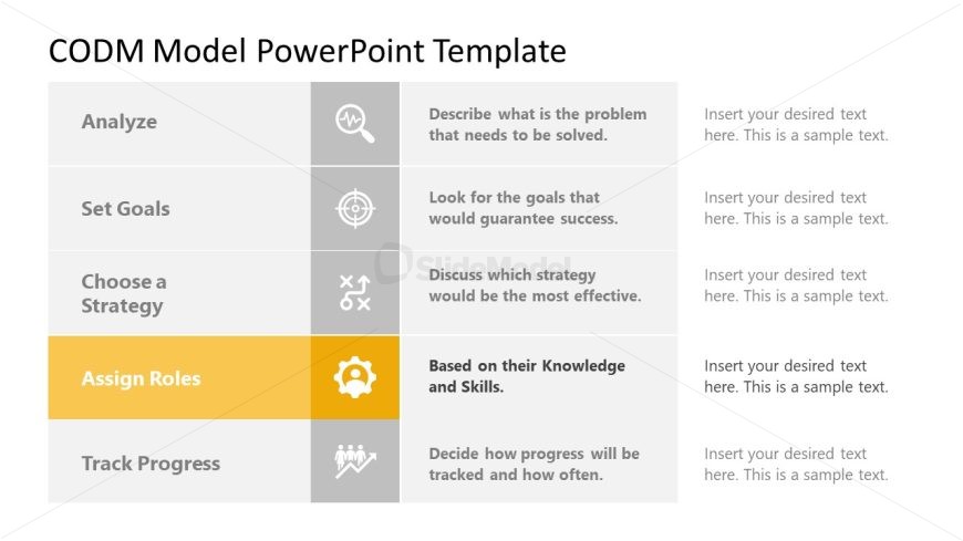CODM PPT Slide Template - Assign Goals Color Highlight Slide