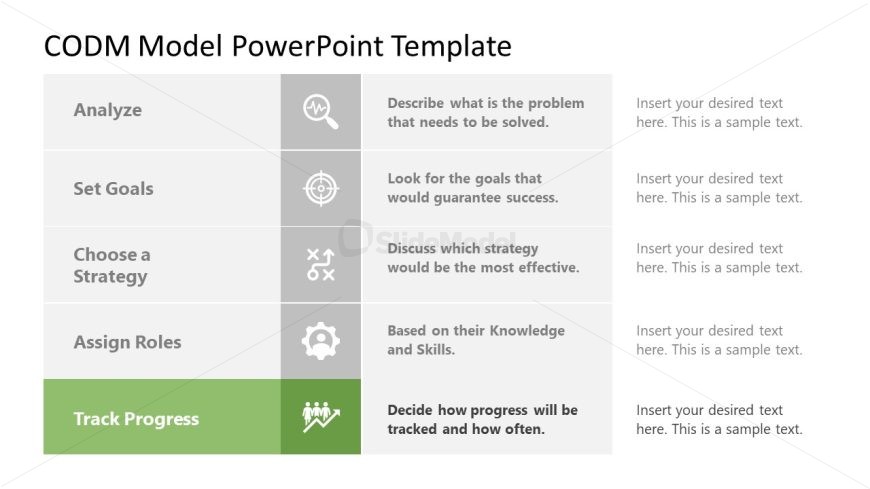 PowerPoint Slide for Track Progress Point - CODM Model PPT Template