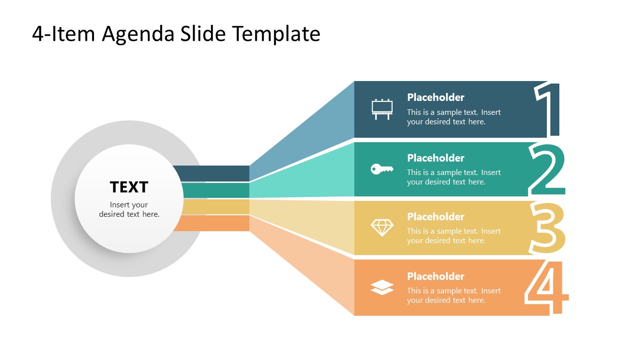 4 Item Agenda Slide Template With Core Element For PowerPoint