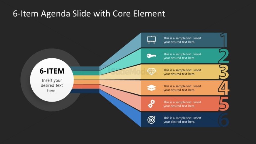 6-Item Agenda Slide PPT Template Slide with Dark Background
