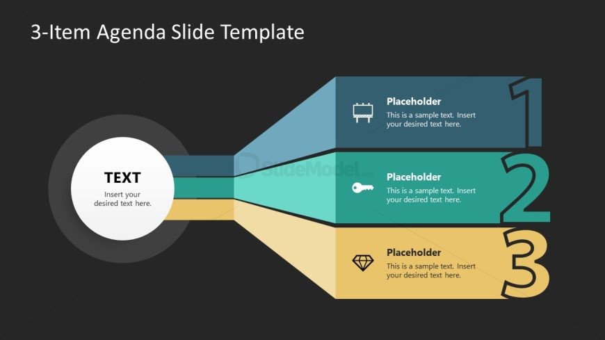 PPT 3-Item Slide Design for PowerPoint - Dark Background