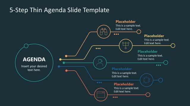5-Step Thin Agenda Slide Template for PowerPoint