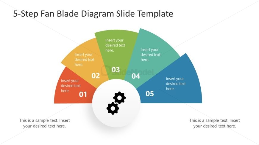 Template Slide with 5-Step Fan Blade Diagram 