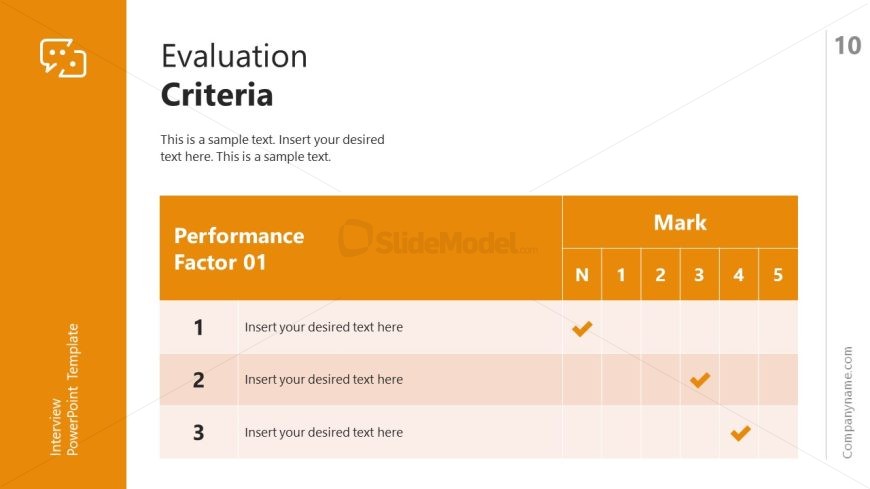 Editable Slide Template to Present Evaluation Criteria