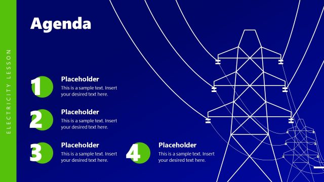 Agenda Presentation Slide for Electricity Lesson PPT Template