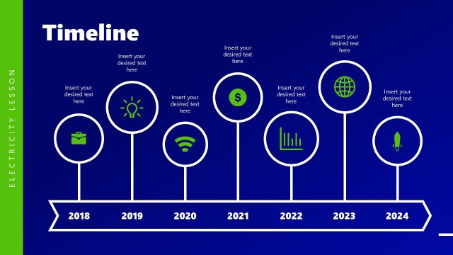 Electricity Lesson Presentation Timeline Slide with Icons