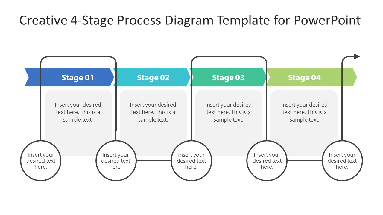 Creative 4 Stage Process Diagram Template For PowerPoint
