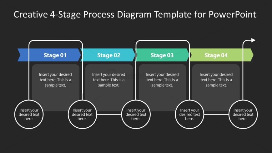 PPT 4-Stage Diagram for Presentation with Dark Background
