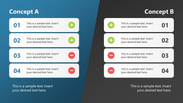 Animated Pros & Cons Comparison Slide Template for PowerPoint