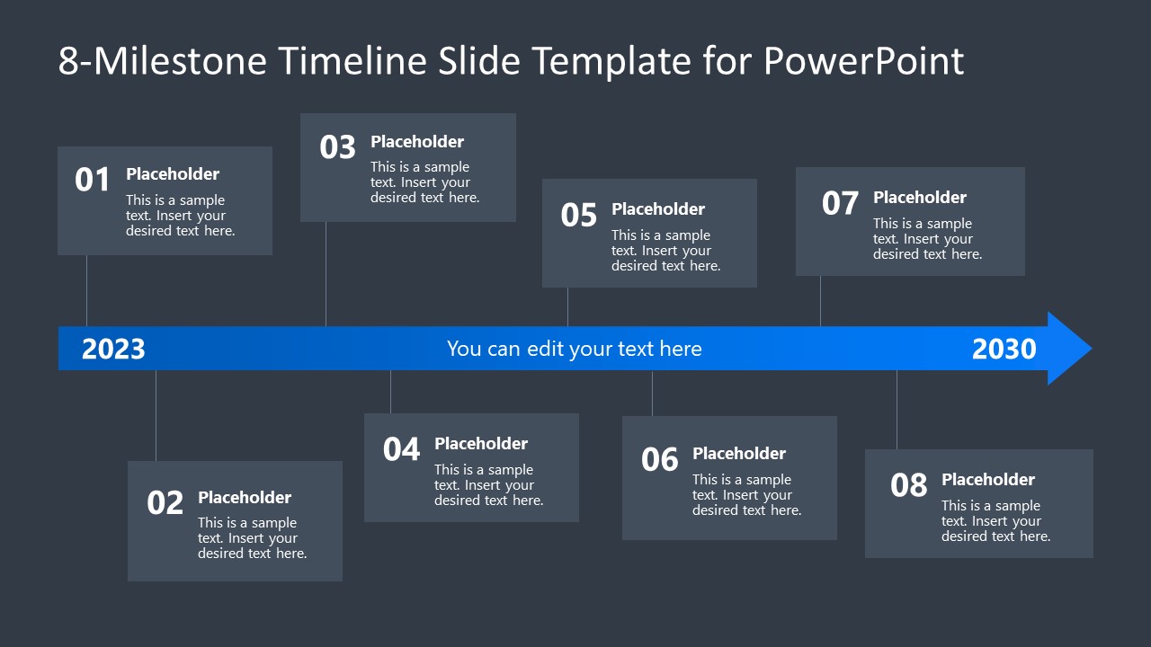 PPT 8-Milestone Timeline Diagram for Presentation