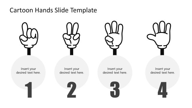 Cartoon Hands Slide Template for Four Numbers