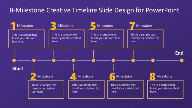 8-Milestone Creative Timeline Slide Design for PowerPoint