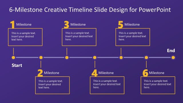 6-Milestone Creative Timeline Slide Design for PowerPoint