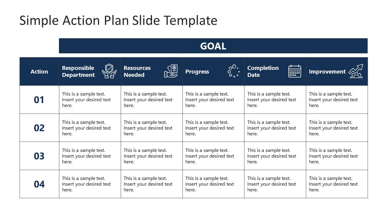 PPT Slide Template for Simple Action Plan Presentation