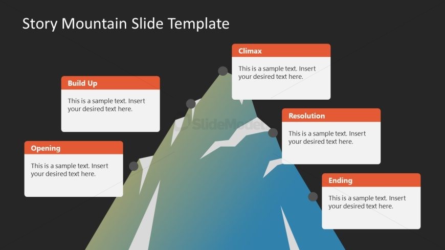 Dark Background Slide Template with Story Mountain Diagram